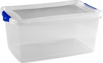 Hega Hogar Opbergbox - 13 liter - 40 x 27 x 19 cm - kunststof - grijs/transparant - met deksel