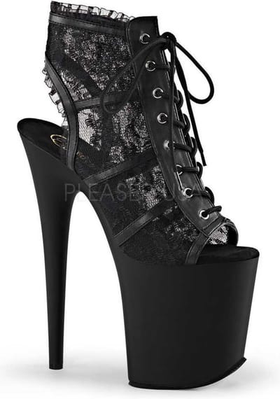Pleaser - FLAMINGO-896LC Hoge hakken - Paaldans schoenen - 36 Shoes - Zwart