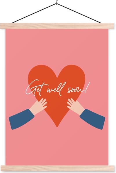 Posterhanger incl. Poster 87x120 cm - Schoolplaat - Beterschap - Quote - Hand - Textielposter - Blanke latten