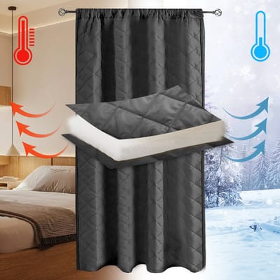 Qelus Isolerende Gordijnen Kant en Klaar 280GSM met Plooiband - Koude Bescherming en Warmtewerend - Verduisterend & Geluidsreducerend - 140x245cm - Gratis Tiebacks - Grijs