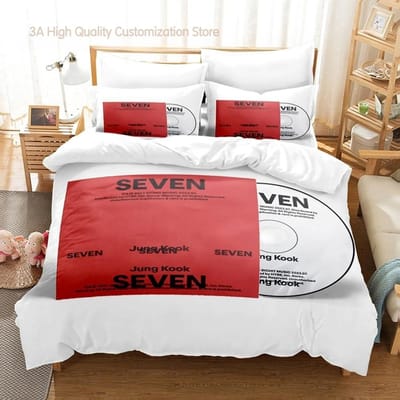 Jeon Jung Kook Album Beddengoed Set Eenpersoons Twijfelaar Volledig Queen King Size Bed Set Volwassen Jongens Slaapkamer Dekbedovertrek Sets Hoeslakenset 2-2 EU Single(135*200cm)3pcs