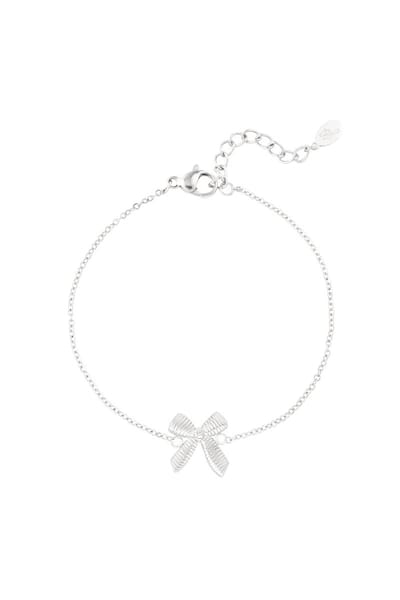 Bijoutheek Armband (Sieraad) Geribbeld Strikje Zilver