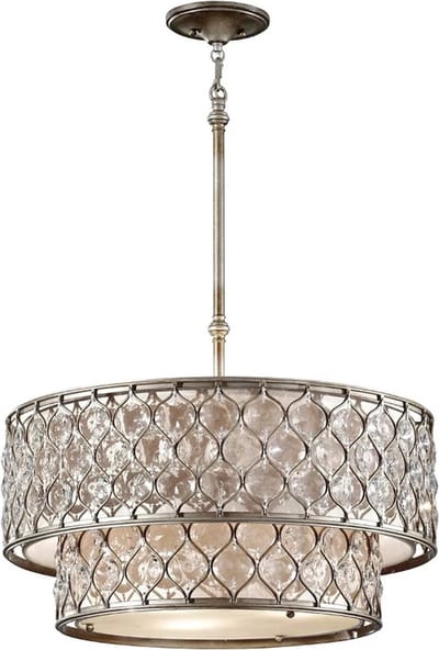 Landelijke Kroonluchter - Steady Lighting - Glas - Landelijk - E27 - L: 62.2cm - Voor Binnen - Woonkamer - Eetkamer - Zilver