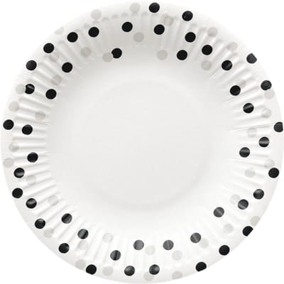 Papieren bordjes - 18 cm - Confetti Silver-Black