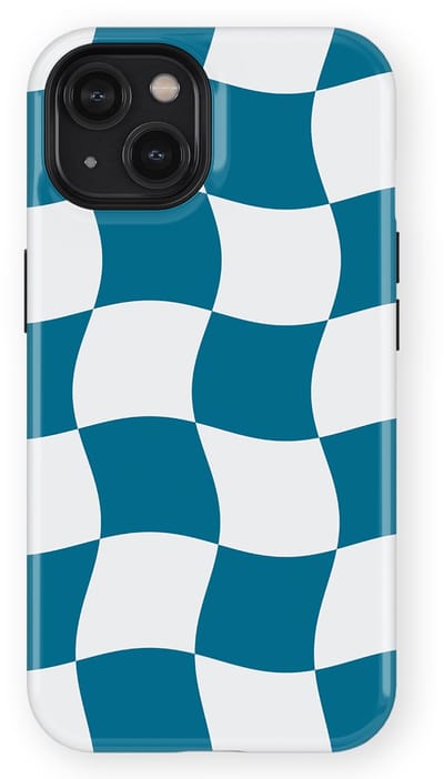 Checkered Warp Hoesje geschikt voor iPhone 14 | Geschikt Voor Mag | Uniek Design Hoesje | Beschermhoes geschikt voor iPhone 14 Frozen Motion