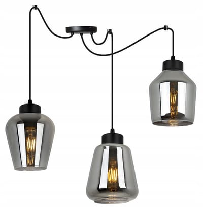 Hanglamp Spider Rijeka Zwart Glas E27 3-lichts