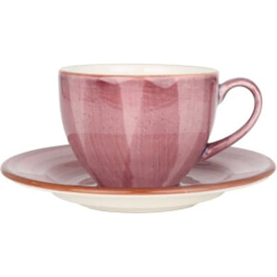 Bonna Aura Blackberry - Thee kopjes & schotel - 230 cc - Porselein - set van 6
