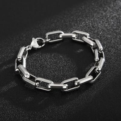 Bracelet Homme Chaîne Cubaine Épaisse Style Industriel Hip-hop Punk Tendance Main Acier Inoxydable Chaîne Croisée 20cm black