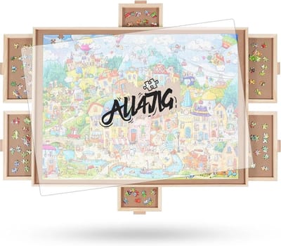 Roterend Puzzelbord met Schubben en Deksel voor 1000 Stukjes