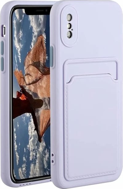 Telefoonhoesje - Geschikt voor: iPhone XR siliconen Pasjehouder hoesje - paars