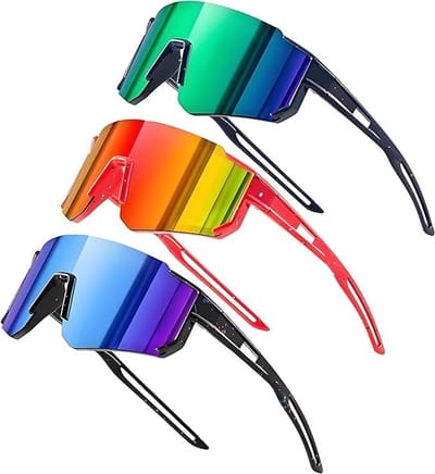 Inovra- Fietsbril voor Kinderen - 3 Stuks - UV400-Bescherming - Onbreekbare Glazen - Ideaal voor Buitensporten - Perfect Cadeau - Zonnebril