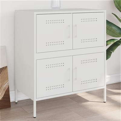 vidaXL - Dressoir - 68x39x79 - cm - staal - wit