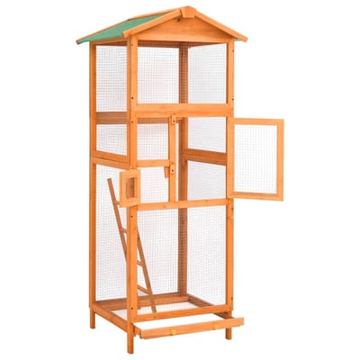 vidaXL - Vogelkooi - 68x62x166 - cm - massief - vurenhout