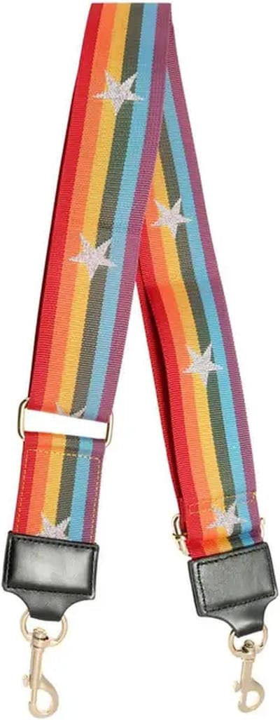 Bag Strap Regenboog - Rainbow - Ster - Star - Bagstrap - Tassenriem - Schouderband - Verstelbaar - Print - Gouden Gesp