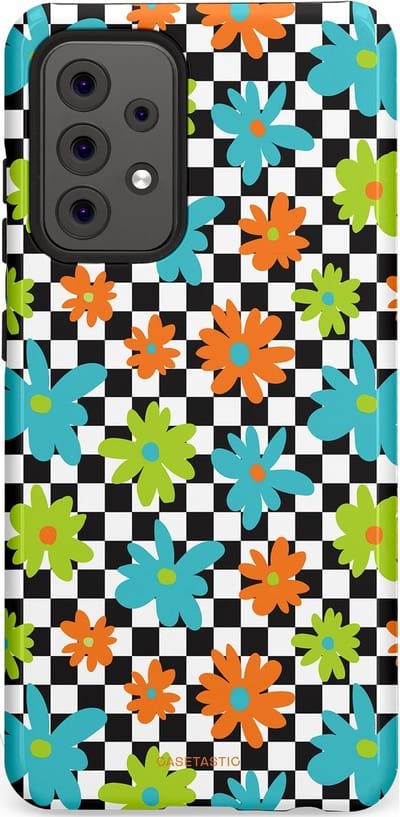 Casetastic Hoesje Geschikt voor Samsung A52 (4G/5G/s) - Stijlvolle Beschermende Duo-layer Case - Retro Bloem Power