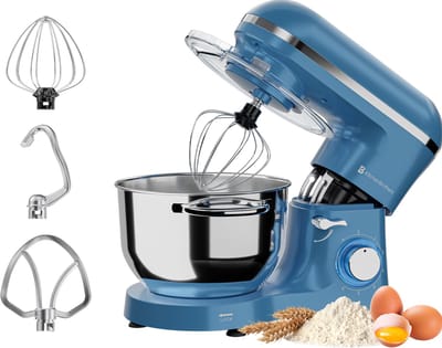 KitchenBrothers Keukenmachine - Keukenrobot - 6,2L - Mixer met Mengkom - Keukenmixer - 2000W - Pastel Blauw