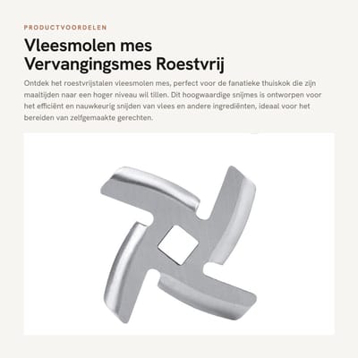 Dailygoods- Vleesmolenmes Roestvrij Staal - Vleessnijder - Snijmes - Keukenmes - Duurzaam - Veilig en Gemakkelijk te Installeren