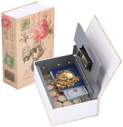 Dailygoods- Boekkluis met Combinatieslot - Roestvrij Staal - 18 x 11,6 x 5,5 cm - Verstevigd Papier - Verhulling voor Waardevolle Spullen - Verstopkluis