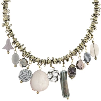 Behave Ketting met hanger van natuursteen, bol met kristal stenen