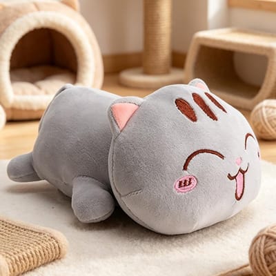 Jouets Peluches Chat Couché Kawaii 20 cm Poupées Chat Paresseux Mignon Oreiller Animal Adorable Coussin Dessin Animé Doux Cadeaux d'Anniversaire pour Enfants Décoration de la Maison 20cm