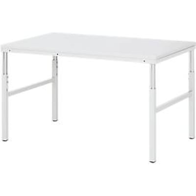 Rau ESD-onderbouwtafel E-serie, handmatig in hoogte verstelbaar, 28 mm spaanplaat met melamine coating, tot 450 kg, B 1800 x D 700 x H 650-1000 mm, lichtgrijs