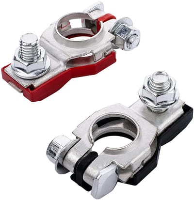 Dailygoods - Accuklemmen - Klemconnector - Roestbestendig en duurzaam - Rood en zwart - Accuterminal - Geschikt voor auto - Set van 1 paar