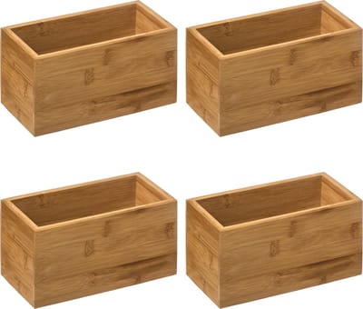 5Five Opberg/sorteer/lade verdelers bakjes - 4x stuks - bamboe hout - 18 x 9 x 9.5 cm