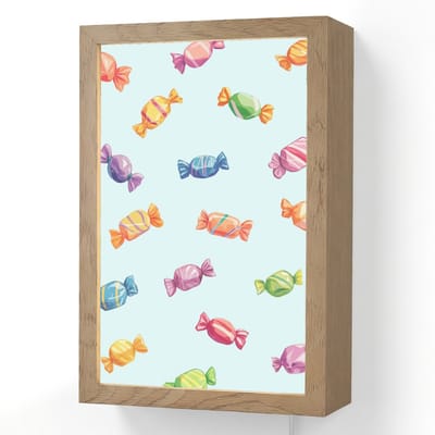 Wandlamp 20x30 cm - Oplaadbaar - Blauw - Patroon - Snoep - Wandlampen binnen woonkamer - Slaapkamer lamp met kabel - Decoratieve nachtlamp - Vloerlamp snoer