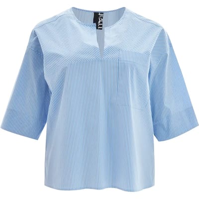Moderne Nette met Pocket en Katoenmengsel met Fijne Strepen Dames Blouse Mat Fashion