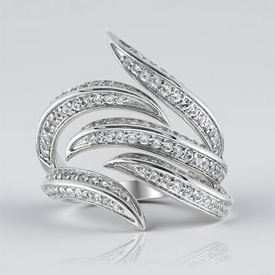 Cavill - Brede Zilveren Ring - 925 Sterling Zilver Geplatineerd - 1 33 ct Cambodjaanse Pavé Zirkonen - Elegantie en Sprankelend Design