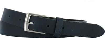 Heren/Dames Riem Leer | 3cm breed | Riemmaat: 90cm (totale lengte: 105cm) | 100% echt leer | Nikkelvrije gesp | Kleur: navy