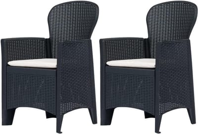 Tuinstoelen 2 stuks - Buitenstoelen terras - Ontspannen buiten zitten - Rotan-look kunststof - 59 x 57 x 89 cm