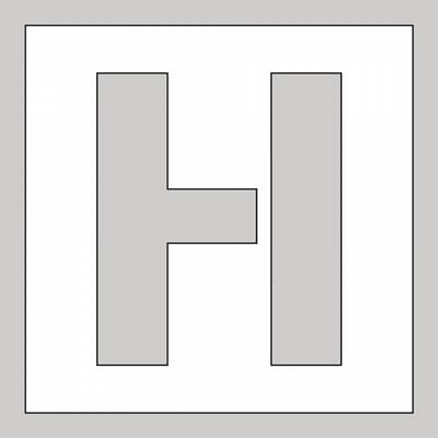Spuitsjabloon letter H - dibond 500 x 500 mm