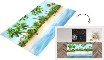 Keukenloper - Loper keuken - Zee - Hut - Palmboom - 120x60 cm - Keukenloper vinyl