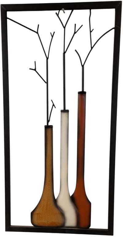 Wanddecoratie raam vazen muurdecoratie metaal- mono metalen Wandkleed - sfeervol Wandobject Muurdecoratie Woonkamer - Wandhanger & Muurhanger - Muurobject Wanddecoratie - Wandversiering Slaapkamer