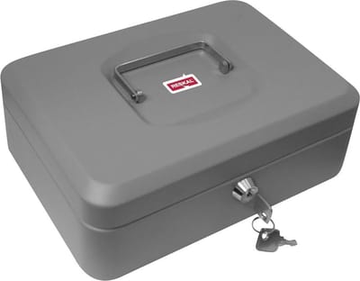 Metalen geldkist 9 x 20 x 16 cm - Grijs - Perfect voor organisatie en opslag