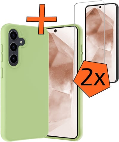 Hoes - Met 2x Screenprotector - Geschikt voor Samsung Galaxy A56 - Sterk & Shockproof - Back Cover - Siliconen Case - Telefoon Hoes - Groen