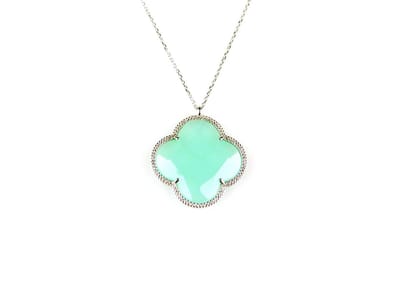 model Fiori grote klaver collier in zilver grote klaver muntgroen