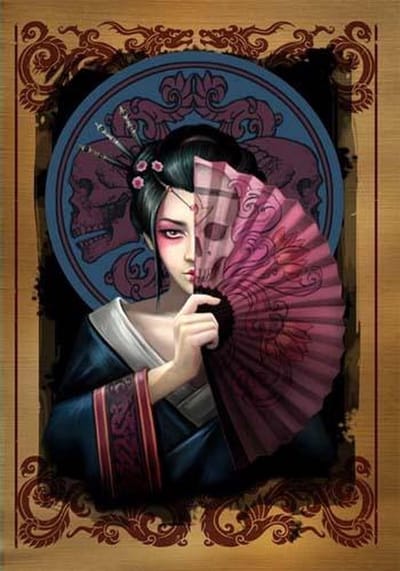 Anne Stokes Wenskaart Geisha Skull