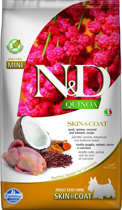 Farmina N&D Quinoa Serie Huid- en Vachtverzorging Volwassen Kleine Hondenvoer (Kwartelvlees) 2,5 kg