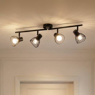 Lindby - plafondlamp - 4lichts - IJzer - H: 18 cm - E14 - zwart