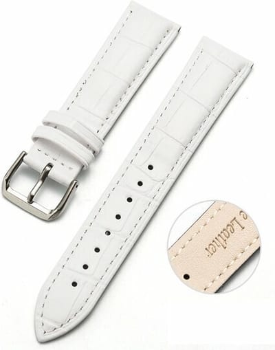 By Qubix - Crocodile leren bandje - Wit - Geschikt voor Xiaomi Mi Watch / Geschikt voor Xiaomi Watch 2 / Geschikt voor Xiaomi Watch S1 / S2 / S3 / S4 (47mm)