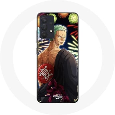 Coque - maniacase - Samsung Galaxy A13 4G - Souple - Noir - One Piece Joyeux noël Zoro Anime Manga noir