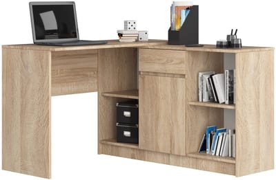 Set B-17 Bureau en Ladekast met 1 Lade en 6 Planken / AKORD Furniture Factory / Sonoma Eik / 120 x 79 x 126 cm