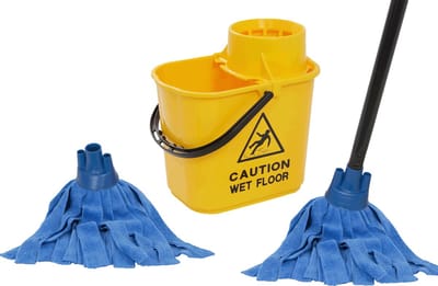 MAUS dweil mopset - 15 liter geel - Dweilsysteem - 2 microvezel dweilen - Reinig duurzaam - EU product