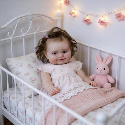Realistische Babypop - Reborn Pop Meisje - Speelkameraadje Kind - Volledig Vinyl Lichaam - 50 cm - Lichtroze Outfits