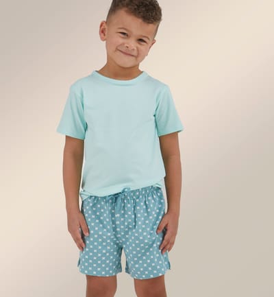 Little Label - zomerpyjama jongens - aqua groen X - 92 / 2Y - extra zachte bio-katoen