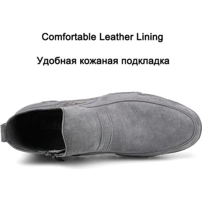 Echt Leer Herenschoenen Grote Maat 46 Warme Winter Sneeuwlaarzen Pluche Outdoor Heren Sneakers Heren Casual Schoenen Enkel Botas Hombre Bont 45 gray