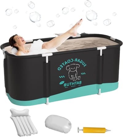 Draagbare badkuip - Opvouwbare badkuip - Ontspannen baden - Temperatuurbehoud - 114 x 60 x 49 cm - Zwart