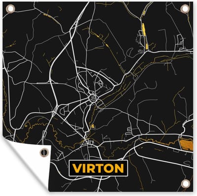 Tuin poster Stadskaart - Virton - Gold - Kaart - Plattegrond - 200x200 cm - Tuindoek
